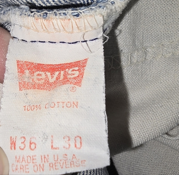 Vintage Orange Tab Levi's Cutoff Denim Shorts Jean Shorts Jorts 100% Cotton 34 - Picture 2 of 8